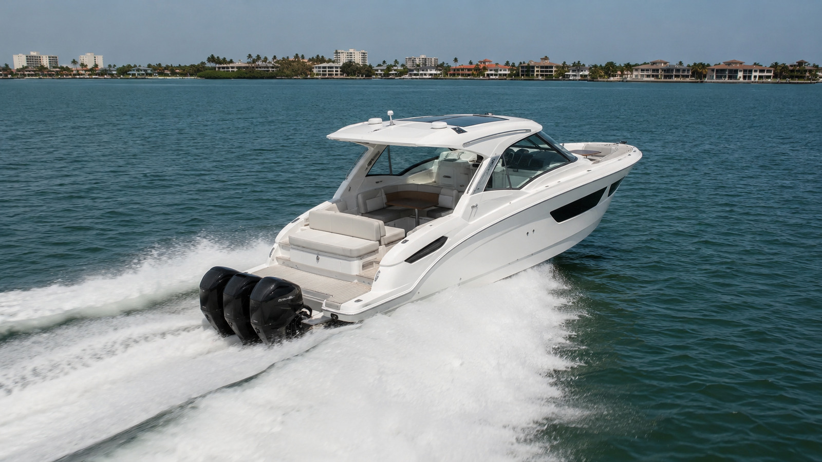 sea ray sundancer 370 outboard aerial underway 09