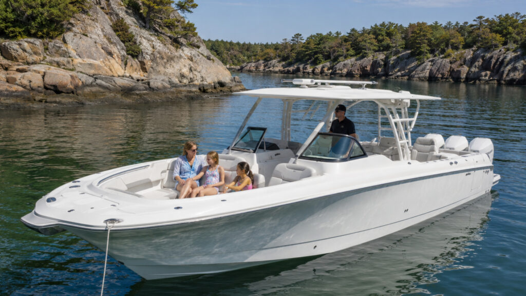 pursuit boats dc 306 anchored cove relaxing 18