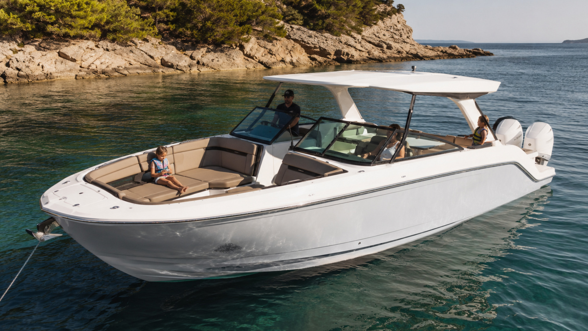 pursuit boats dc 326 anchored cove relaxing 18