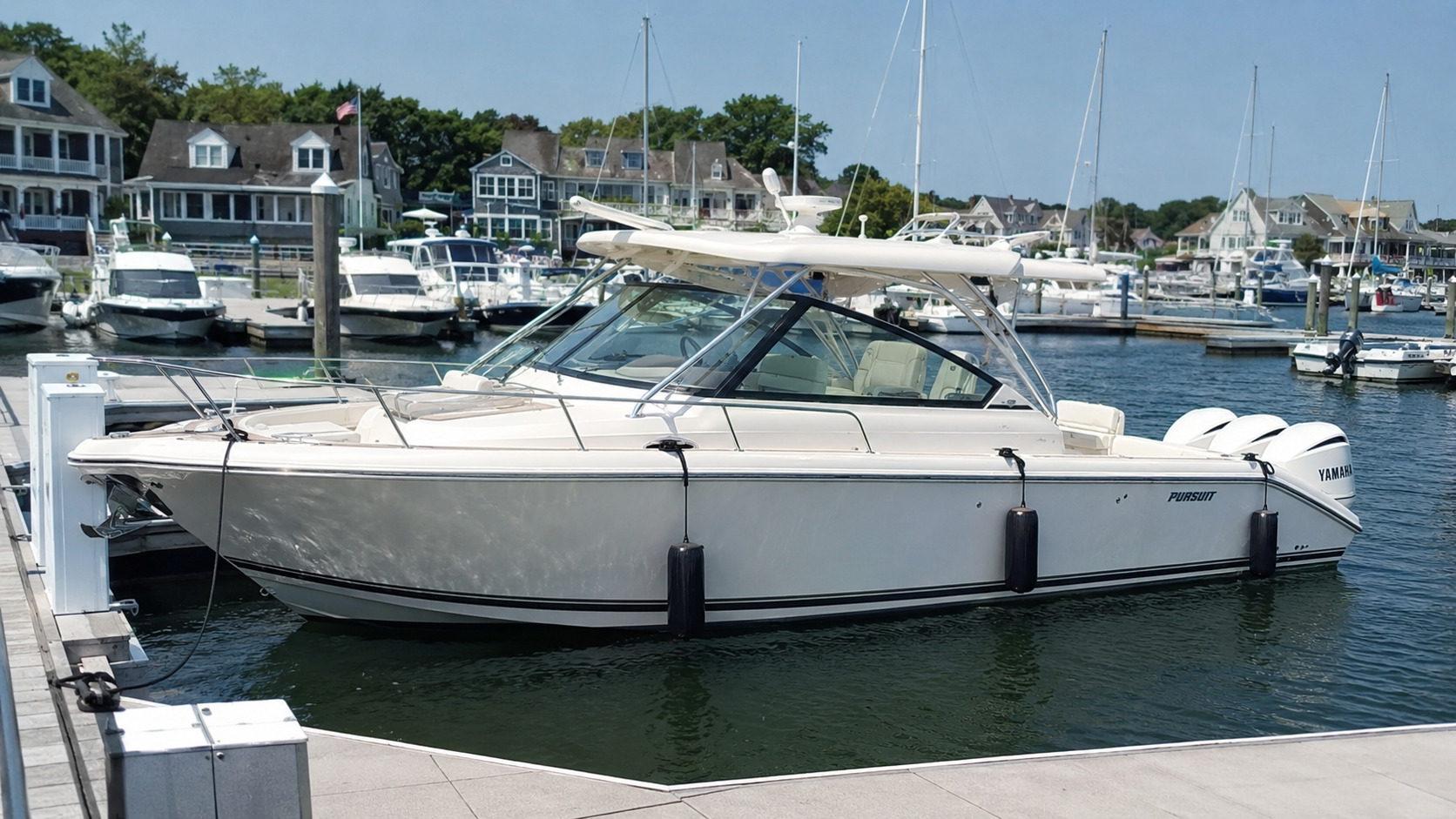 pursuit boats offshore dockside profile 05