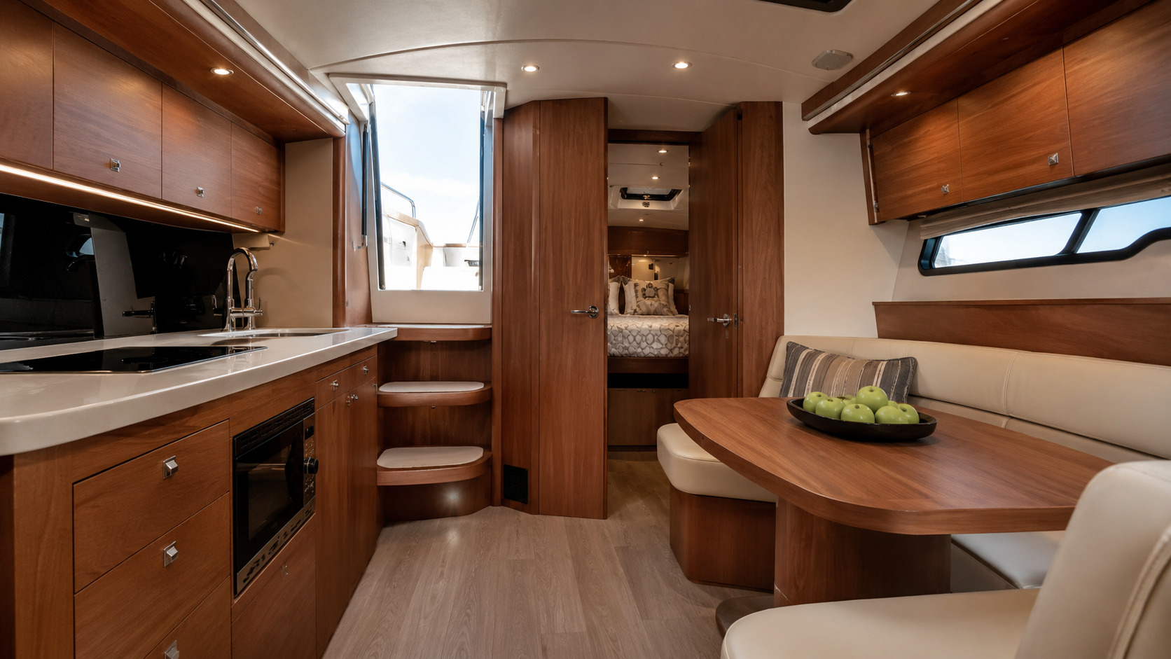 pursuit boats offshore os 325 cabin interior 08
