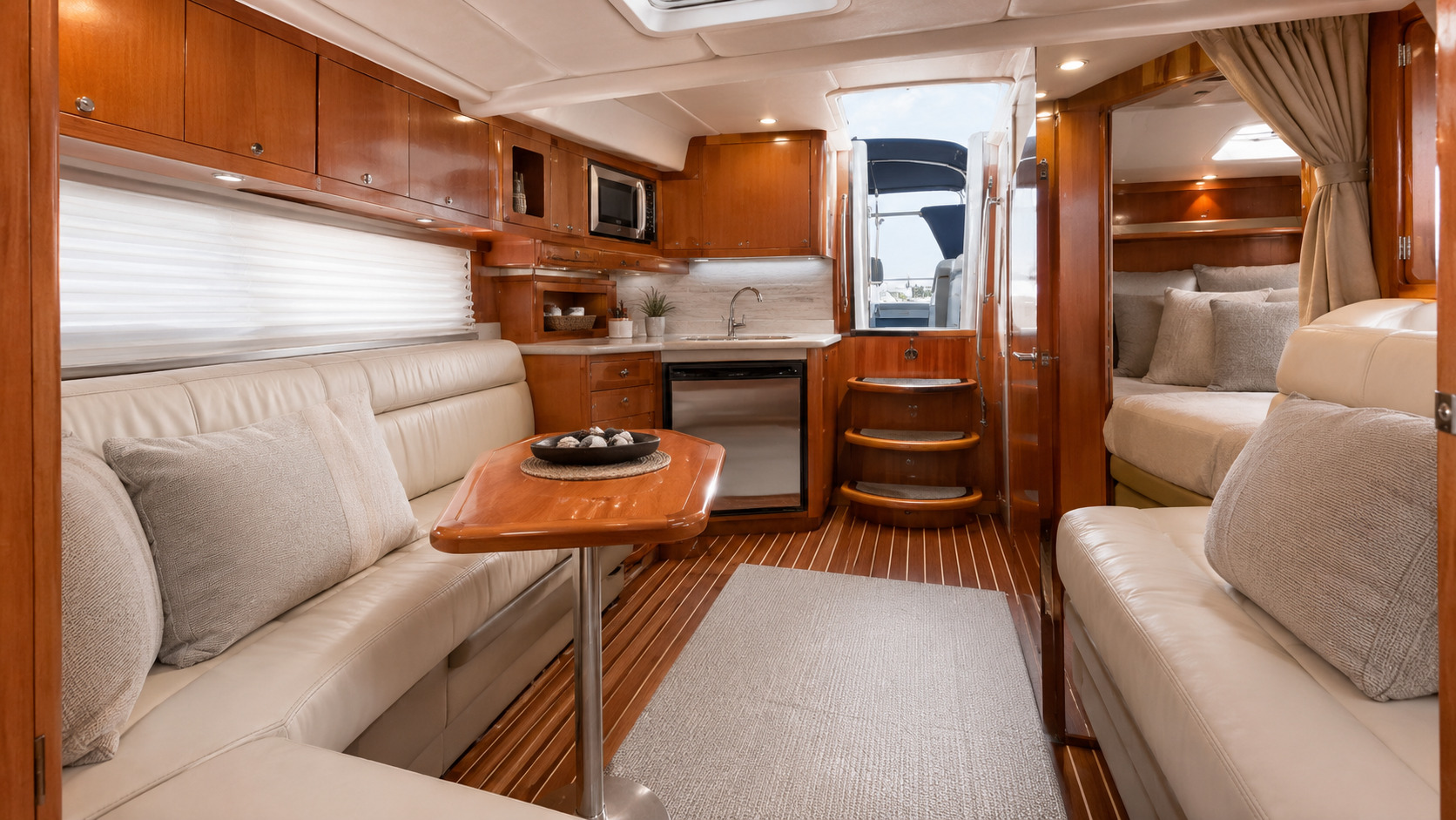 pursuit boats offshore os 355 cabin interior 08