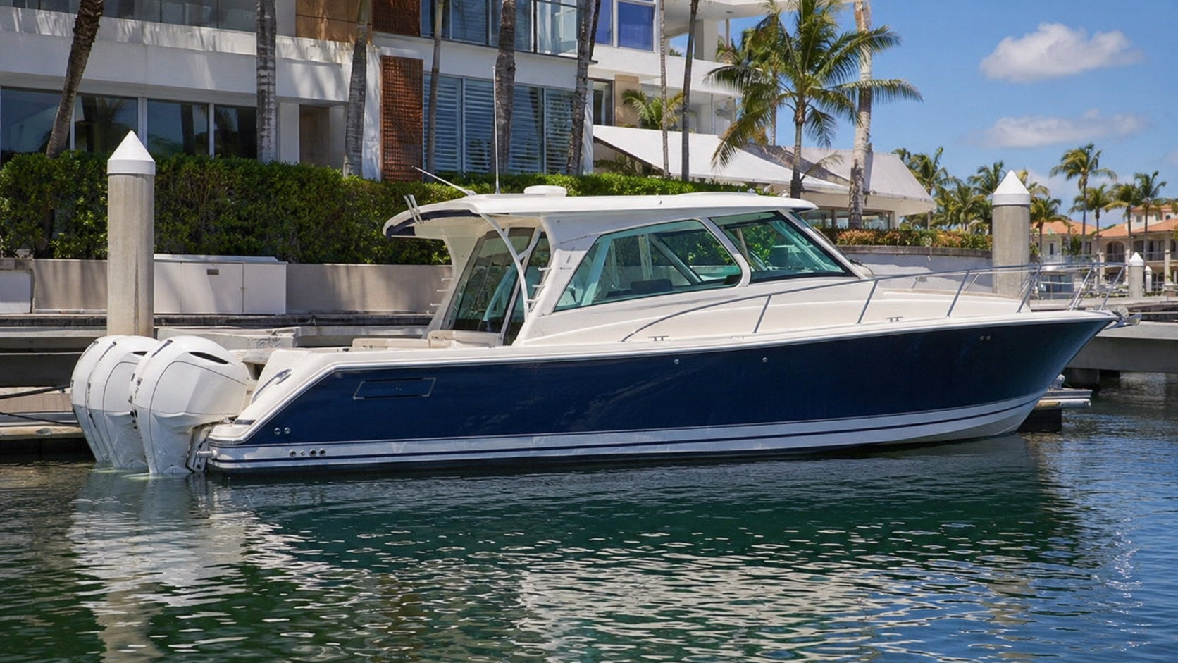 pursuit boats offshore os 355 dockside luxury profile 04