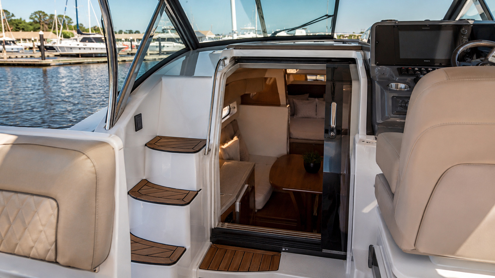 pursuit boats offshore os 445 cabin door companionway 19