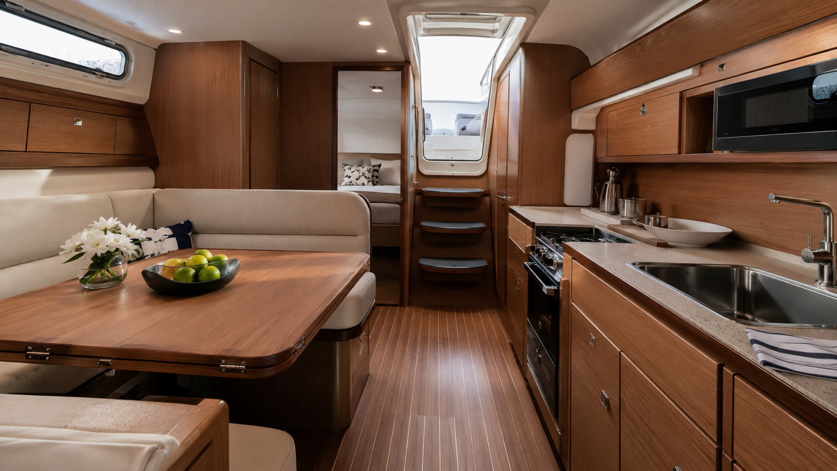 pursuit boats offshore os 445 cabin interior 08