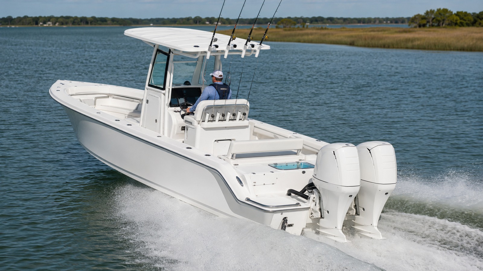 yellowfin boats 26 hybrid rear quarter running 03