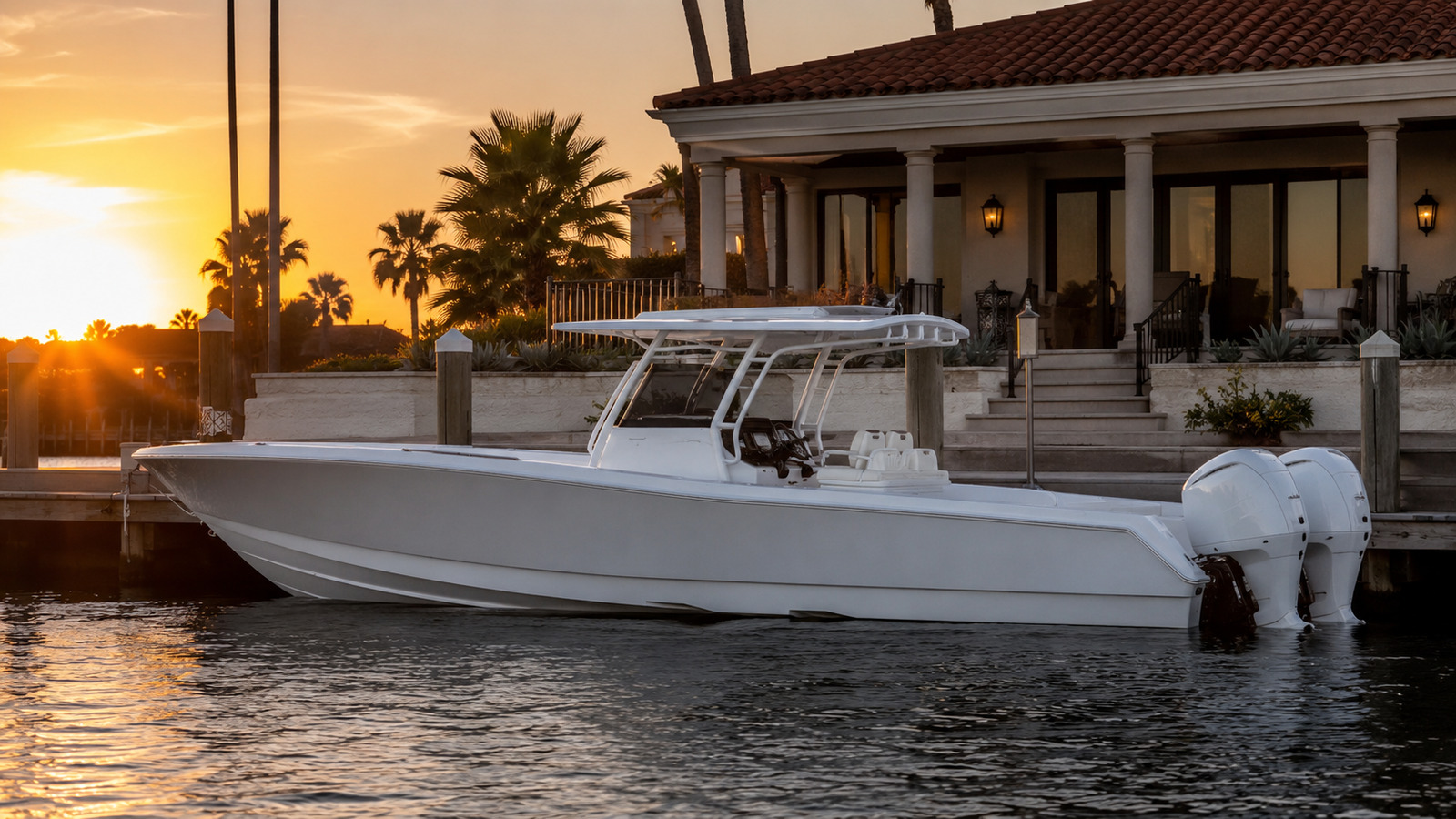 yellowfin boats 32 offshore sunset dockside 25