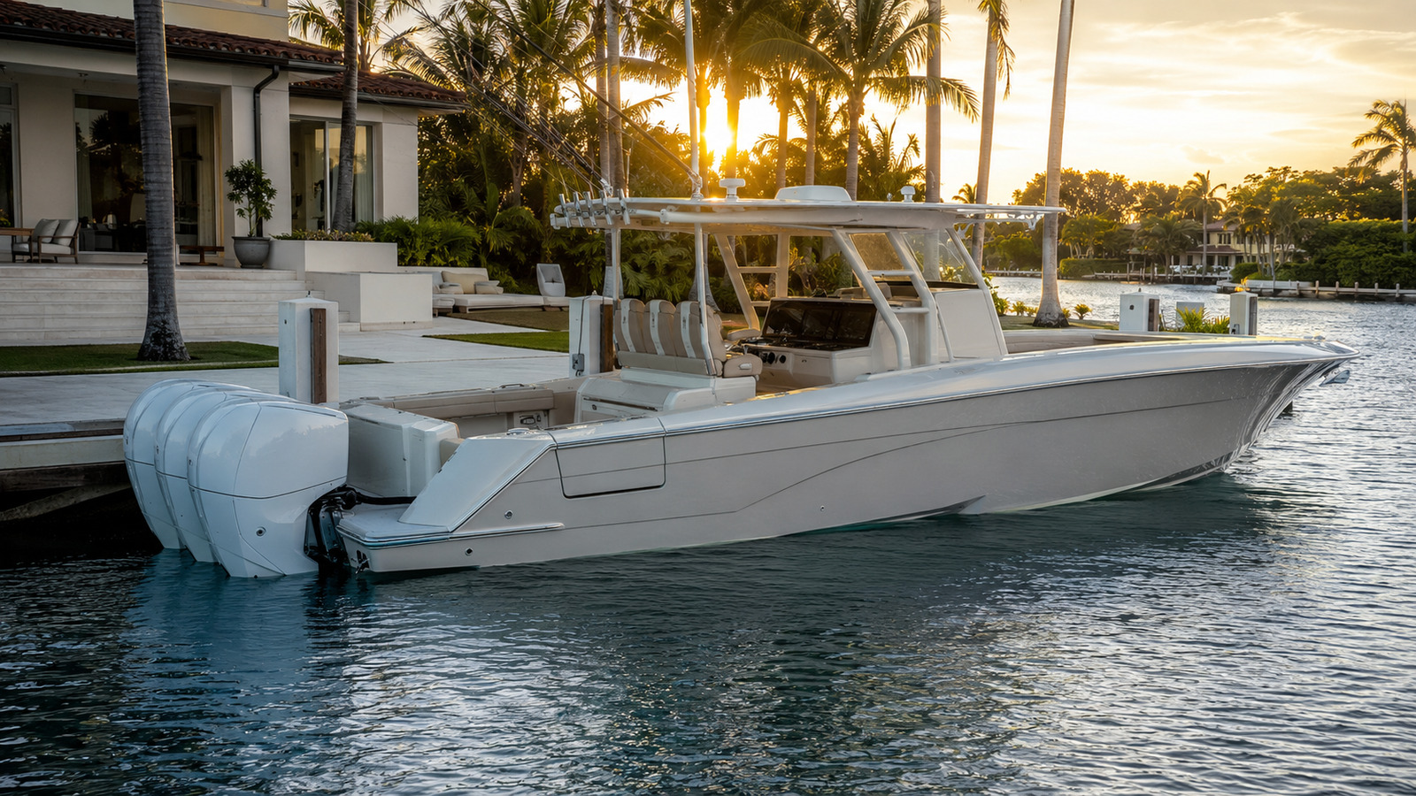 yellowfin boats 34 offshore sunset dockside 25