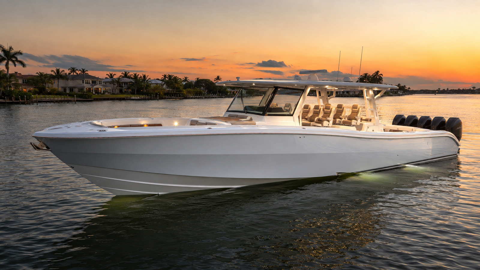 yellowfin boats 54 offshore sunset at anchor 01